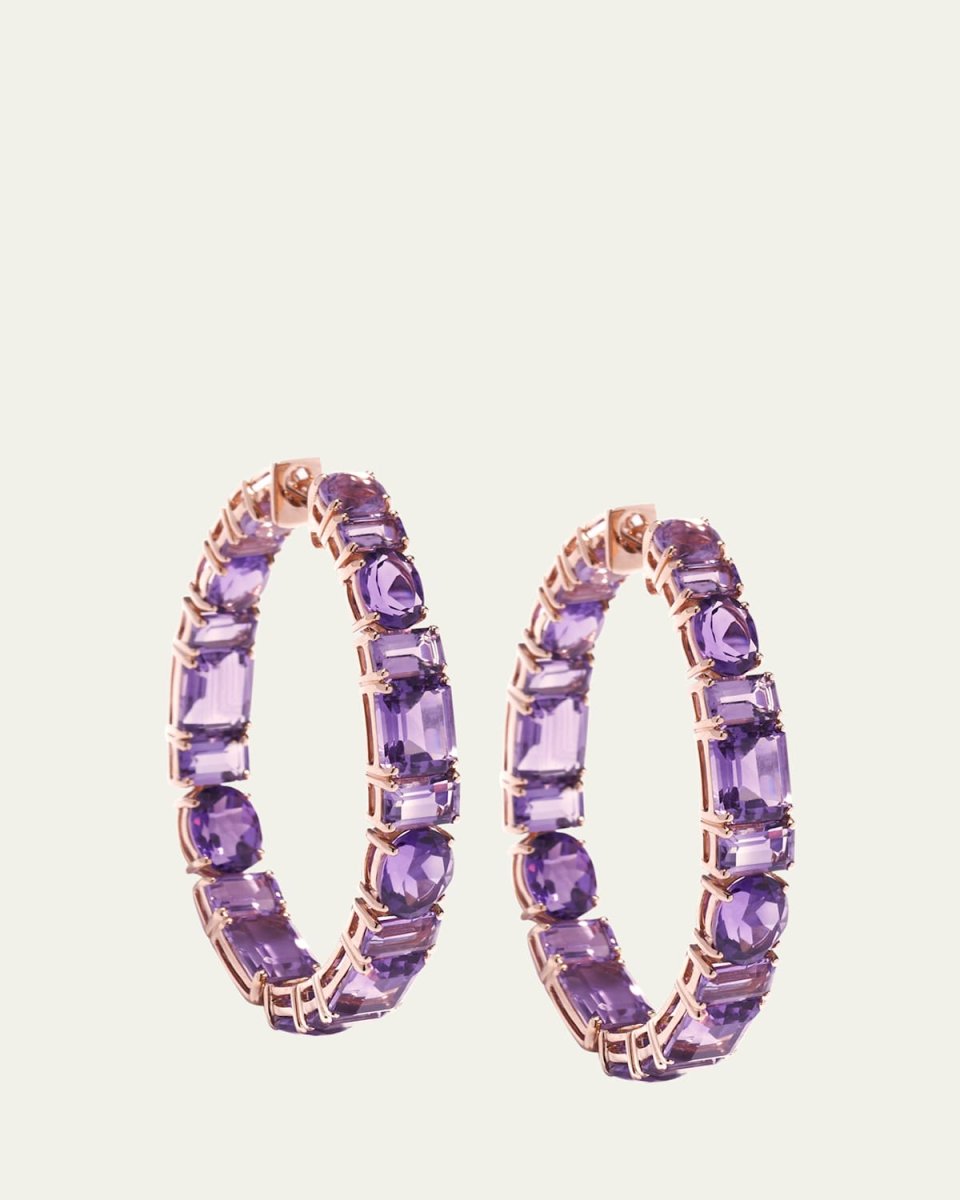 Mosaico di Luce Passegiata Hoop Earrings with Amethyst